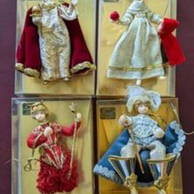 Vintage Koestel Wax Ornaments. Some have light wear. Includes Snow White, Red Queen, Devil and Munchhausen.