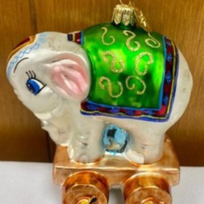 Christopher Radko Elephant Ornament measures 4 inches tall