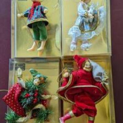 Vintage Koestel Wax Ornaments. Some have light wear. Includes Alice in Wonderland, Hansel, St. Nicholas and Rumpelstilskin.