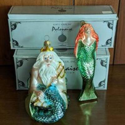 Vintage Polonaise Mermaid and King Neptune Ornaments. There is some light paint wear, but both are in overall great condition. The...