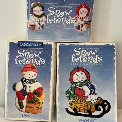Three Snow Friends Longaberger Cookie Molds - NEW