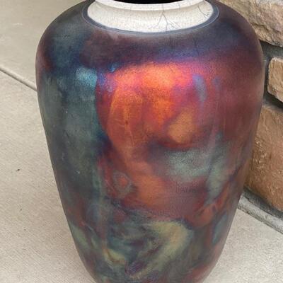Stunning Raku Pottery Vase by Phil Welsh. Measuring 15â€h 
