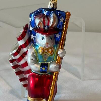 Signed Billy the Bunny Christopher Radko Christmas Ornament measuring about 5