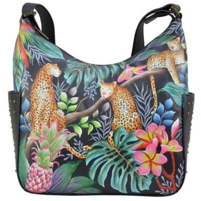 Anuschka Leather Jungle Hobo Handbag