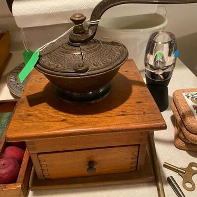 Antique coffee grinder.