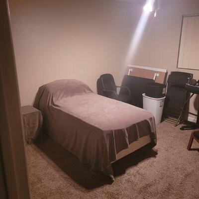 Twin Bed, Tables, Chairs