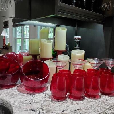 Red glassware & candles