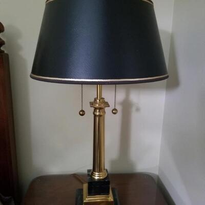Brass & black marble column lamp