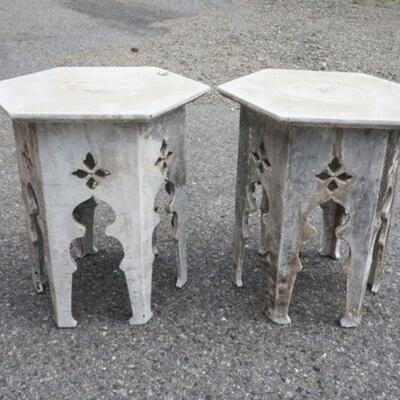 1060	PAIR OF ARTS & CRAFTS STYLE PAINTED STANDS, APPROXIMATELY 17 IN X 21 IN HIGH
