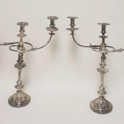 1175	PAIR OF SILVERPLATE CANDELABRAS, APPROXIMATELY 21 IN HIGH X 18 IN WIDE
