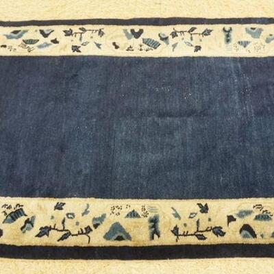 1096	SMALL BLUE ORIENTAL THROW RUG, APPROXIMATELY 4 FT 9 IN X 3 FT 1 IN
