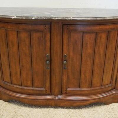 1115	MARBLE TOP SERVER IN WALNUT FINISH, APPROXIMATELY 20 IN X 57 IN X 31 IN HIGH
