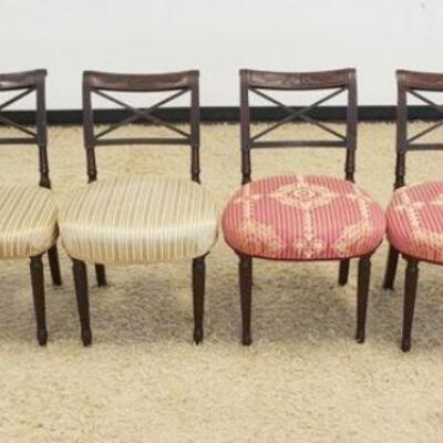 1073	LOT OF 6 SHERATON STYLE SIDE CHAIRS W/BOW TIE CARVED CREST
