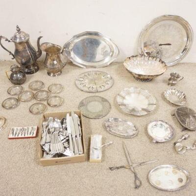 1198	LARGE LOT OF ASSORTED SILVERPLATE INCLUDING FLATWARE
