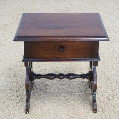1080	WALNUT ONE DRAWER ENGLISH SPLAY LEGGED STAND, APPROXIMATELY 18 IN X 12 IN X 22 IN HIGH
