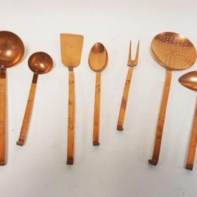 1158	7 PIECES COPPER COOKING UTENSILS MADE IN HOLLAND
