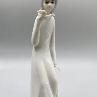 Porceval Girl Holding Bird- Lladro Style Figurine