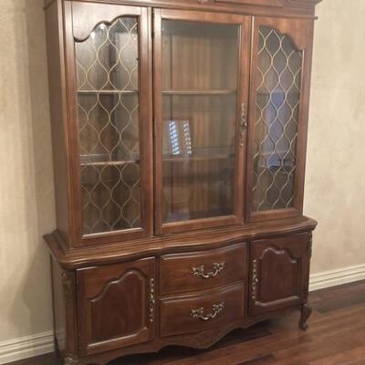 French Provincial China Cabinet w/ Hutch, 1/2