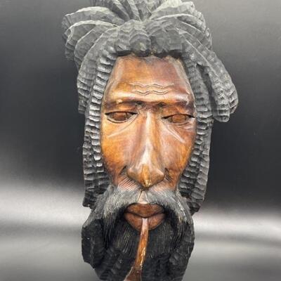 Wall Decor Art: 25in Wood Mask from Jamaica