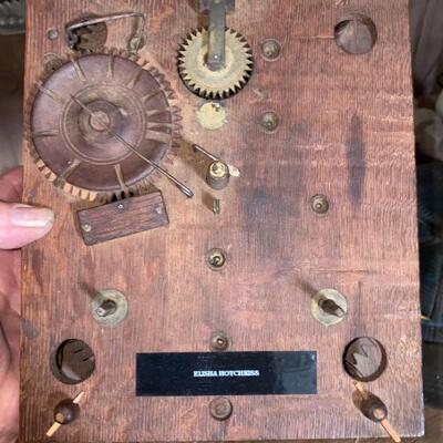 Antique wooden clock by Hotchkiss
