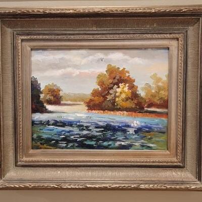 Impressionist Landscape Framed Oil on Canvas, 
1 of 4 in set in this auction