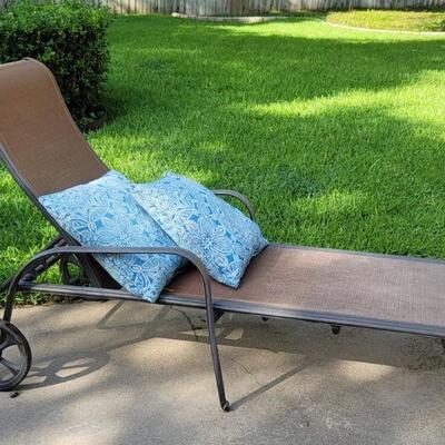 Alluminum Chaise Lounge w/ 2 Outdoor Pillows, 
1 of 2 in this auction