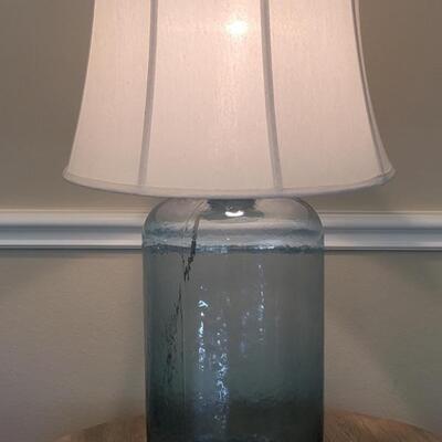 Blue Wavy Glass Lamp with Shade, 
1 of 2 in this auction