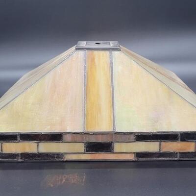 Mid Century Stained Glass Lampshade, 14in sq x 6in