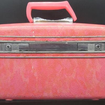 Vintage Samsonite Pink Train Case / Cosmetics Case