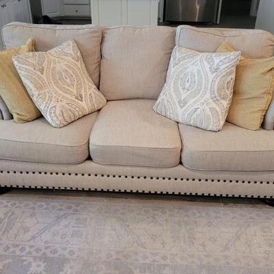 Upholstered Bernhardt 3-Cushion Beige Sofa