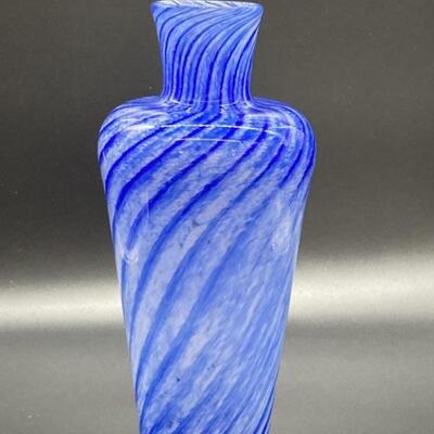 Wimberley Glassworks Blue Swirl Vase, 2/2 in set