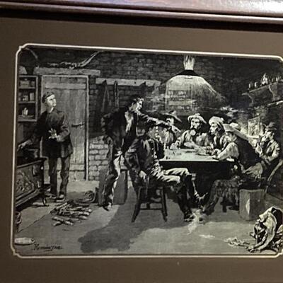 Framed 1887 Remington Woodblock Print