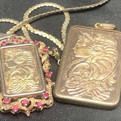 Sussie Troy Ounce And Half Troy Ounce Pendants
https://ctbids.com/estate-sale/17278/item/1710143