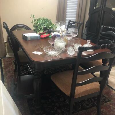 dining set 2 leaves 6 chairs 