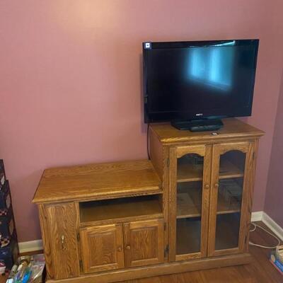 Oak storage cabinet and TV