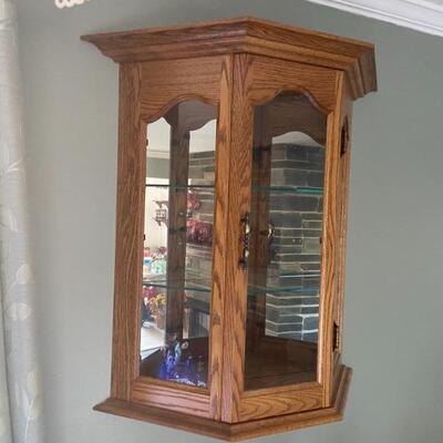 Oak wall hanging display  cabinet