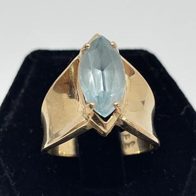 14K Gold and Blue Topaz Ring
