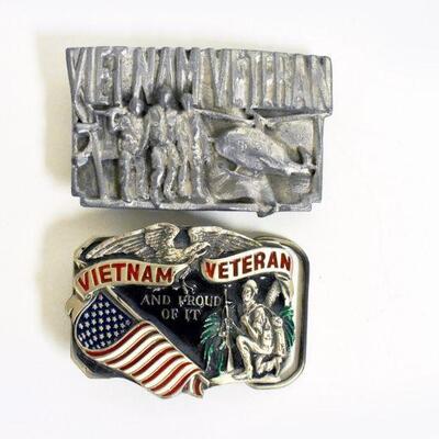 2 Vietnam Veteran Belt Buckles 