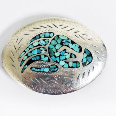 Turquoise Bear Claw Belt Buckle 