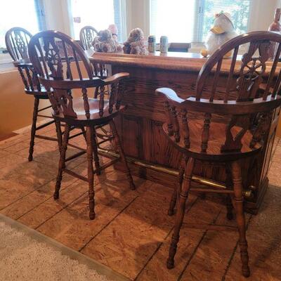 Oak Bar and 4 Chairs (located 1st floor)-available pre-sale