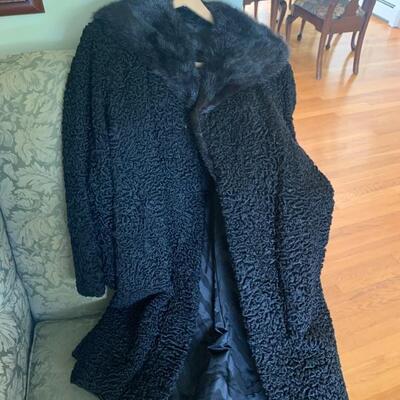 Vtg. black curly Persian lambs wool jacket
