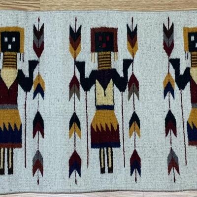 Navajo triple Yei hand woven mat
