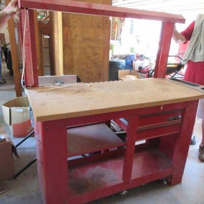 WATERLOO WORKBENCH WITH OVERHEAD LIGHT TWO DRAWERS STORAGE DUST HER OFF AND SHEâ€™S READY TO GO!