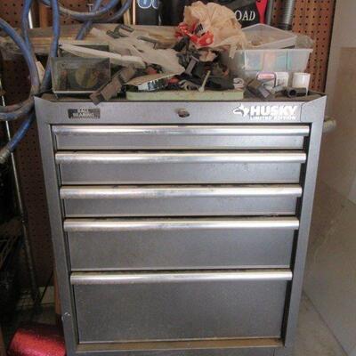 HUSKY LIMITED EDITION ROLLAWAY TOOL BOX 5 DRAWERS WITH CONTENTS 30â€ X 37â€ X 18â€