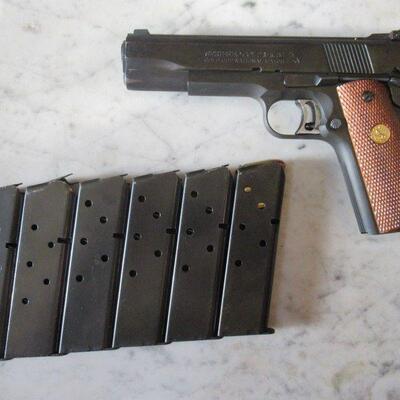 COLT MKIV SERIES 80 MUSTANG 380 AUTO PISTOL GOLD CUP NATIONAL MATCH .45 ACP WITH 6 CLIPS