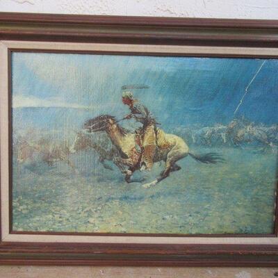 REPRODUCTION FREDERIC REMINGTON â€œSTAMPEDE BY LIGHTNINGâ€ MUST PREVIEW 20â€ X 30â€