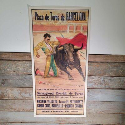 Plaza Toros de Barcelona 1942 Spanish Bull Fighting Poster
