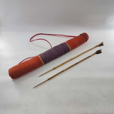 South Pacific Bamboo and Feather Arrows with Quiver
