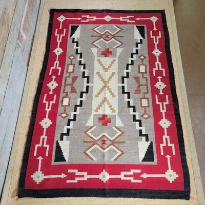 Wonderful Flat Woven Southwestern Native American Navajo Rug
