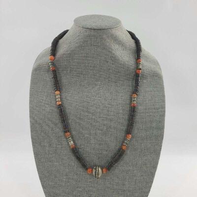 Turkish Silver Carnelian Shell Necklace
